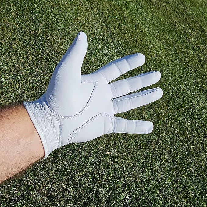 Shocker Funny Golf Glove Men’s - Golf Accessories for Men, Adult 100% Cabretta Leather White Golf Gloves with Extra Grip, Shocker Fun Mens Gag Gift, Left or Right Hand, Small to XXL Sizes
