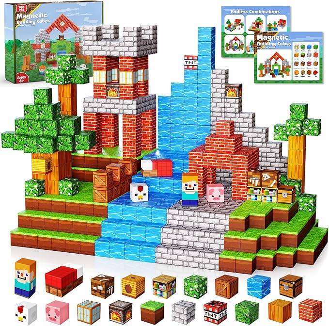 Magnetic Blocks-100PCS Grassland Building Blocks Set, Kids Classroom Sensory Toy - Image 7