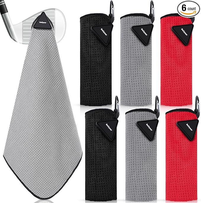 Batiyeer Magnetic Golf Towel Bulk 16" x 16" Microfiber Fabric Towels with Clip Waffle Absorbent Strength Magnet Golf Accessories Ball Cleaner for Carts Men