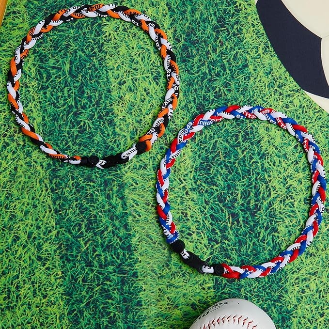 Junkin Baseball Necklaces Three Braided Rope Titanium Necklace for Fans Team Gifts Boys Men Player Softball Sports
