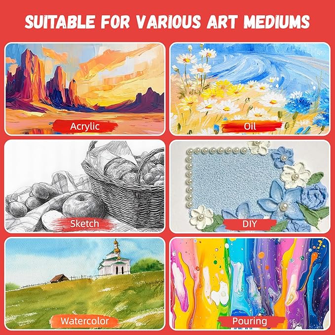 Simetufy 4 x 6 inch 12 Pack Small Painting Canvas Boards- Gesso Primed - Image 8