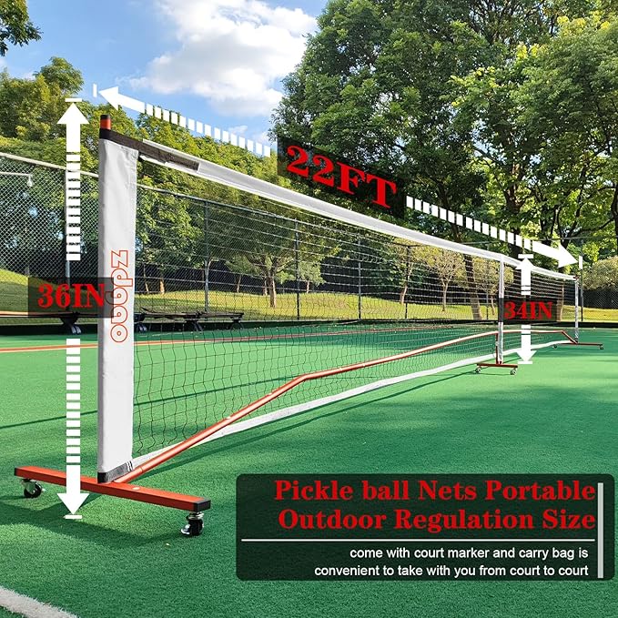Zdgao Pickleball Set with Net for Driveway, 22 FT Regulation Size Pickle Ball - Image 4