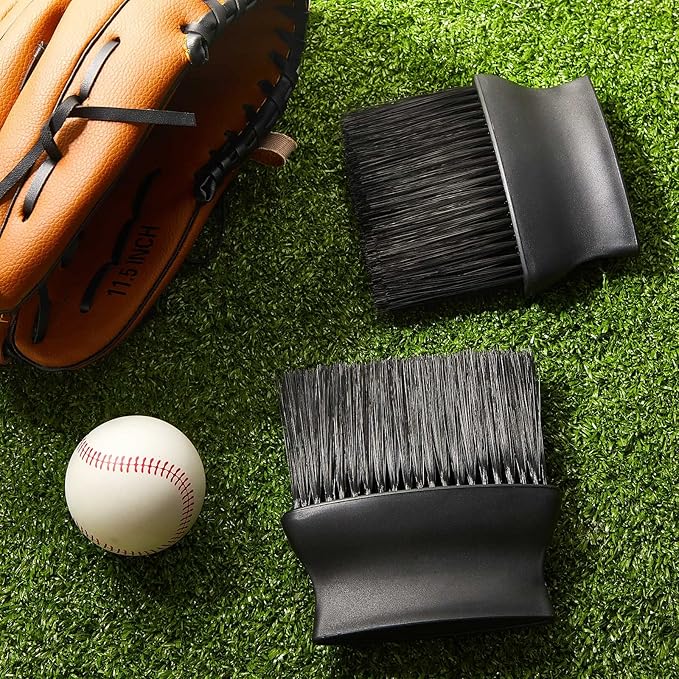 Deekin 2 Pieces Umpire Brush Baseball Home Plate Brush Umpire Gear with Plastic Handle for Baseball Softball Referee Equipment, Black, 5 x 4.7 x 1.4 Inch