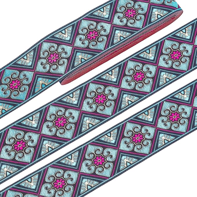 PH PandaHall 2 Inch Embroidered Woven Ribbon, 7 Yards Vintage Jacquard Ribbon by PHPandaHall