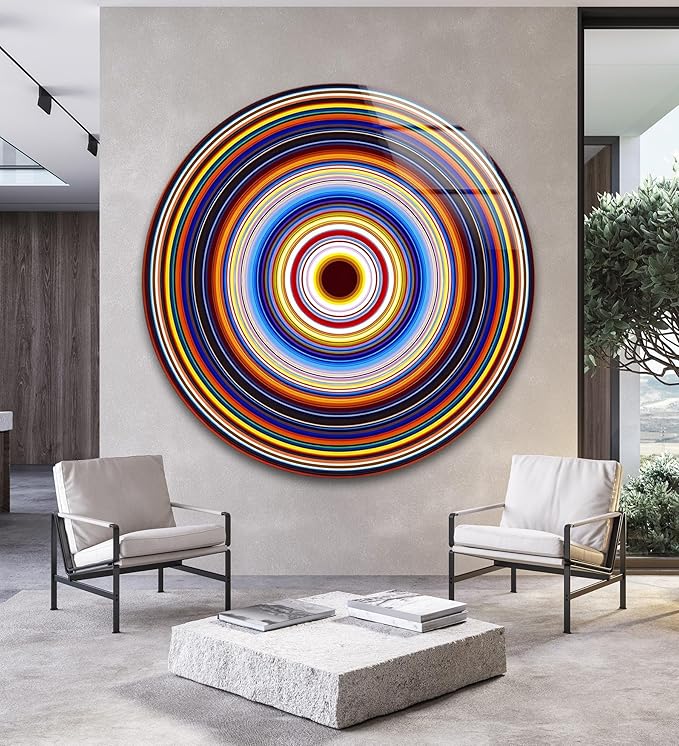 My Photostation.com 20'' Diameter Colorful Concentric Circles Round Glass Wall by MyPhotostation