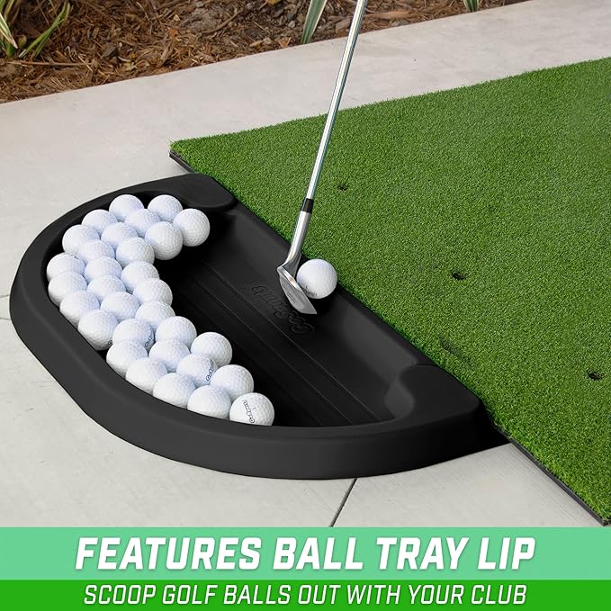 GoSports All-Weather Golf Ball Trays with 70 Ball Capacity - Black or Green - Compatible with All Hitting Mats