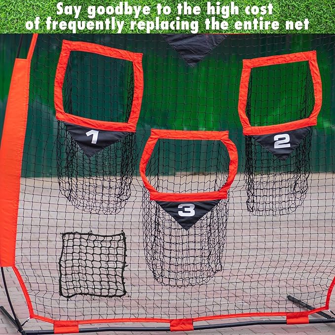 6 Pcs Universal Sports Net Repair Kits with 100 Pcs Zip Ties 8 x 8 Inch Golf Goal Nylon Netting Hole Replacement Patch for Baseball Batting Cages Hockey Football