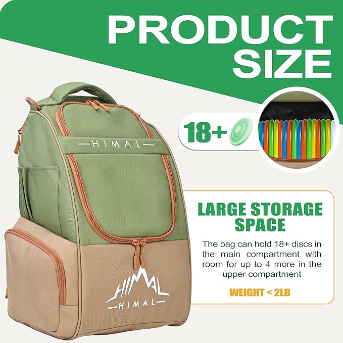 HIMAL HIMAL Disc Golf Bag Holds 22+ Discs, Durable Disc Golf Backpack with Large Capacity, and Multiple Storage Pockets