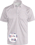 HUURAY Funny Golf Polos for Men Funny Print Short Sleeve Shirts Quick Dry Polo Shirts Hawaiian Shirt Performance Golf Outfits