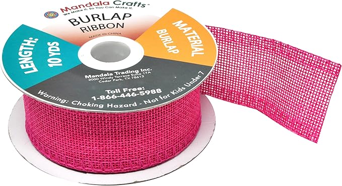 Mandala Crafts Hot Pink Burlap Ribbon 1.5 Inches Wide Jute Ribbons - Image 4