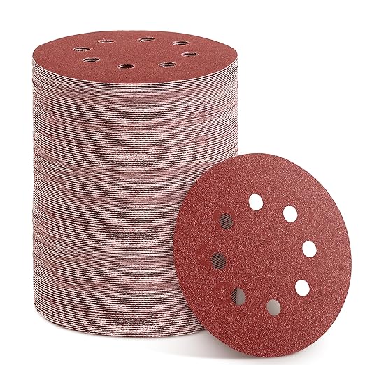 150pcs 60 Grit Sanding Discs, 5-Inch 8-Hole Sandpaper, by YEHBS