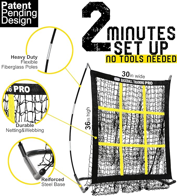 JAPER BEES Pitching Target Net Pitching Net with Strike Zone Baseball Softball Training Equipment for Youth and Adults |Portable Quick Assembly Design |Carry Bag