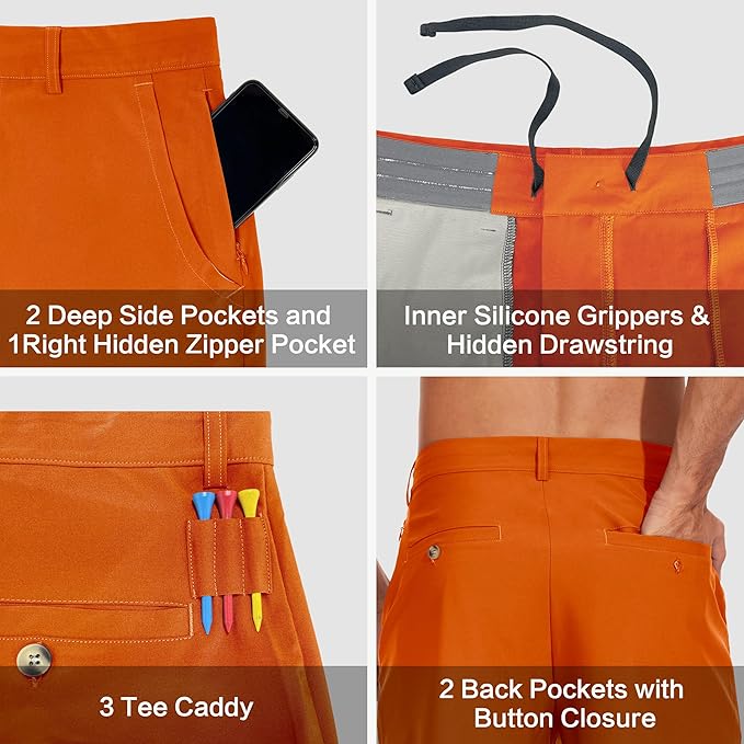 JWM Mens 7"/9" Stretch Golf Shorts - Lightweight Hybrid Casual Dress Work Flat Front Shorts with 5 Pockets Quick Dry UPF50