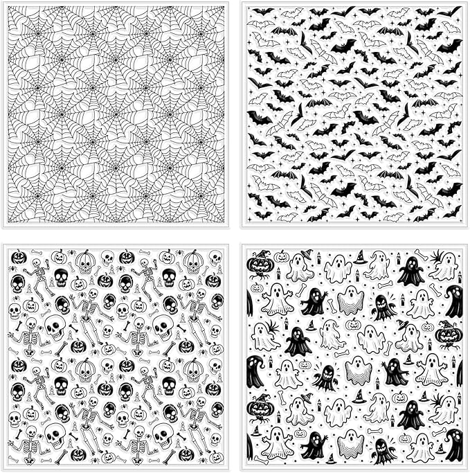 CHGCRAFT 4 Pcs Halloween Elements Polymer Clay Texture Sheets Ghosts Silicone - Image 8