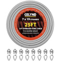 Stainless Steel Cable for Railing - 25FT 1/4" T316 Wire Rope - 7 x 19 Strands by CELYND