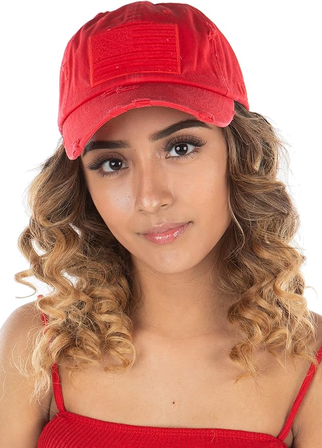 Funky Junque Distressed Vintage Baseball Cap - Embroidered Patch Women's Hat - Holiday, Lifestyle & Patriotic Designs