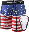 COOLOMG Youth Boys Compression Shorts with Protective Cup Athletic Sports Underwear for Baseball Football Lacrosse Hockey