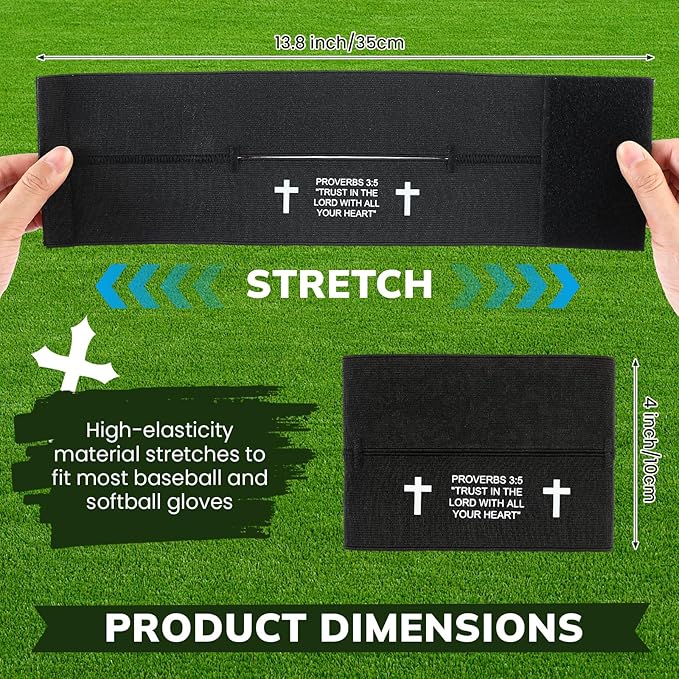 Simgoing Christian Cross Softball Glove Wrap with Bible Verse Speeds Up Break in Process Baseball & Softball Elastic Mitt Glove Strap Band Keep Pocket Formed Ideal for Players of All Ages