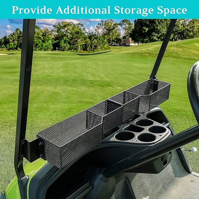 10L0L Golf Cart Front Basket for Yamaha G29/Drive & Drive 2, Dash Storage Box Metal Mesh Tray Organizer