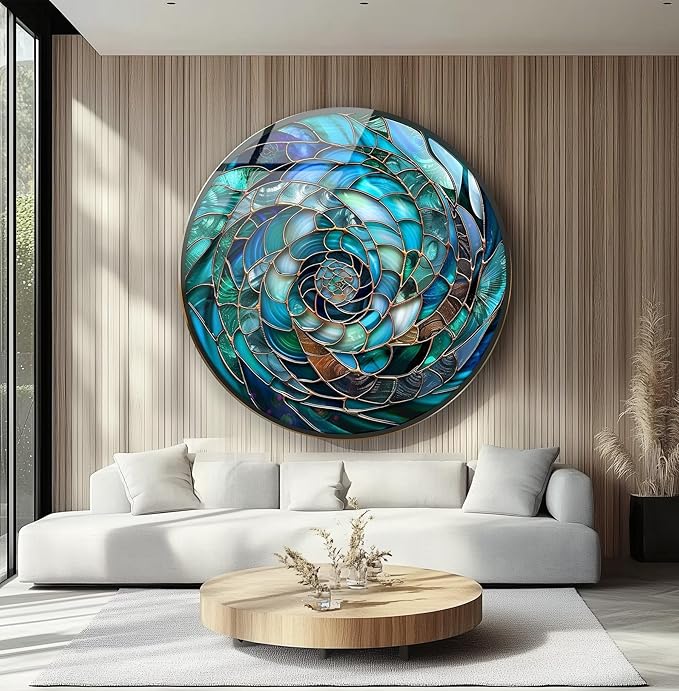 My Photostation.com 20'' Diameter Ocean Vortex Spiral Round Glass Wall Art - Image 2