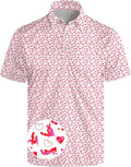 HUURAY Funny Golf Polos for Men Funny Print Short Sleeve Shirts Quick Dry Polo Shirts Hawaiian Shirt Performance Golf Outfits