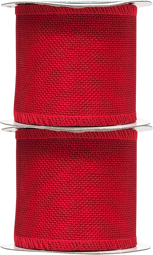 Mandala Crafts Red Burlap Ribbon 3 Inches Wide Jute Ribbons - Image 2