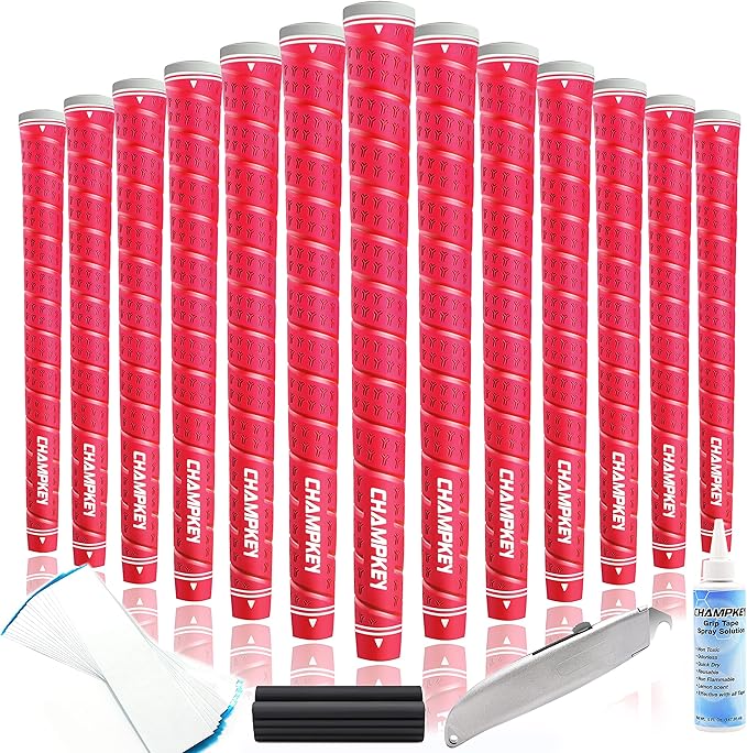 CHAMPKEY WRAP-Y Rubber Golf Grips 13 Pack Come with All Repair Kits - High Feedback and Traction Golf Club Grips