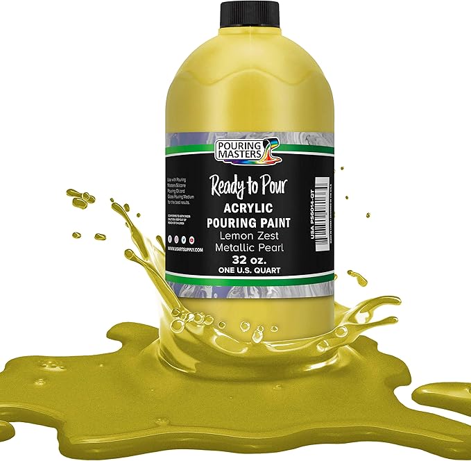 Pouring Masters Lemon Zest Metallic Pearl Ready to Pour Acrylic Pouring Paint by USArtSupply