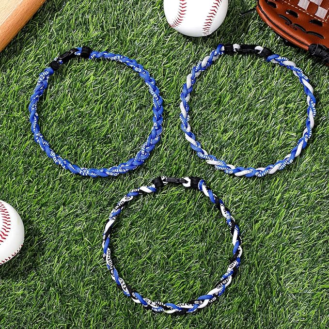 Junkin Baseball Necklaces Three Braided Rope Titanium Necklace for Fans Team Gifts Boys Men Player Softball Sports