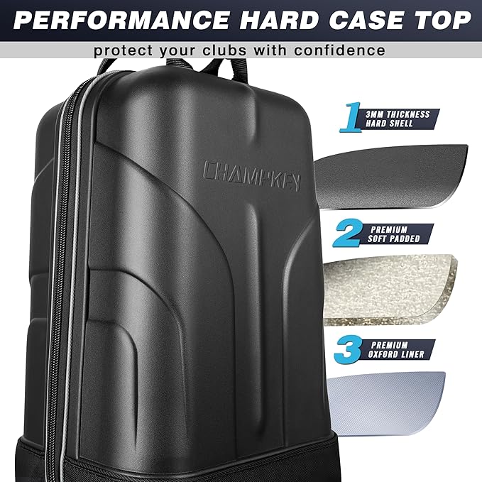 CHAMPKEY Premium Soft-Padded Golf Travel Bags for Airlines - Travel Golf Gags for Airlines with Premium Oxford Fabric and Oversized Wheels