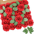 AmyHomie 25pcs Real Looking Artificial Red Roses w/Stem by AmyHomie