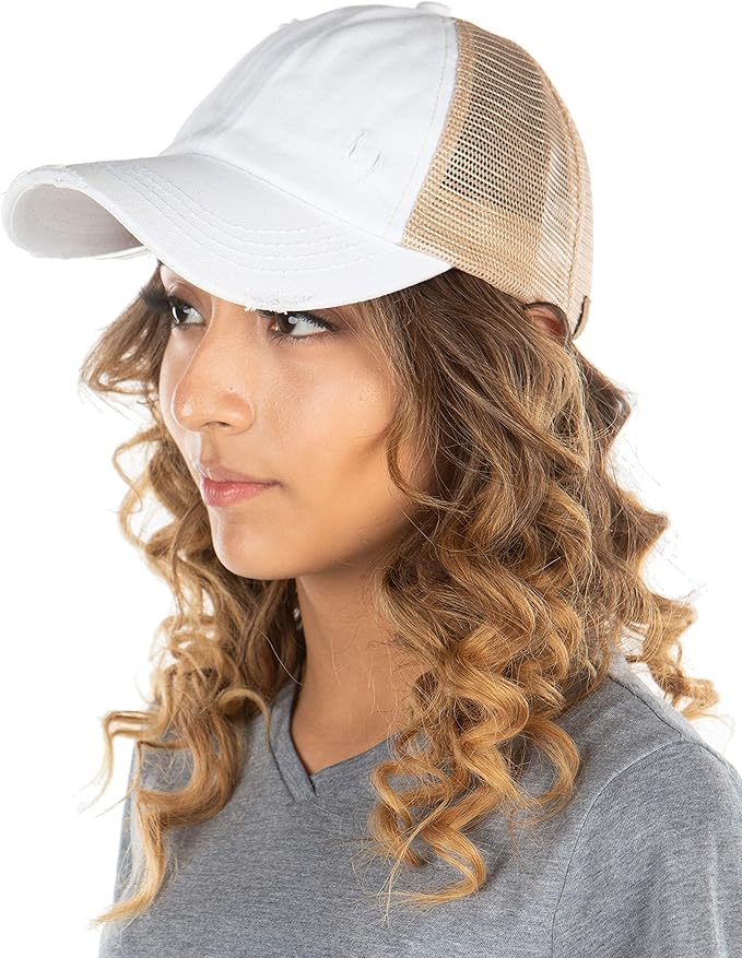Funky Junque Trucker Hat for Women – Distressed Low Profile Western Camo Baseball Cap with Mesh, Trendy and Adjustable Fit