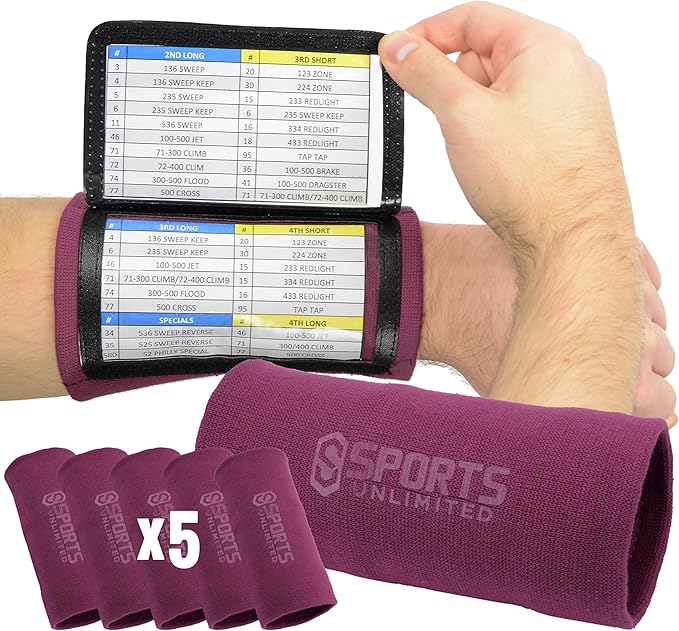 Sports Unlimited Youth Triple Wrist Coach, Football Wristbands for Plays, Baseball Wristbands, QB Arm Bands
