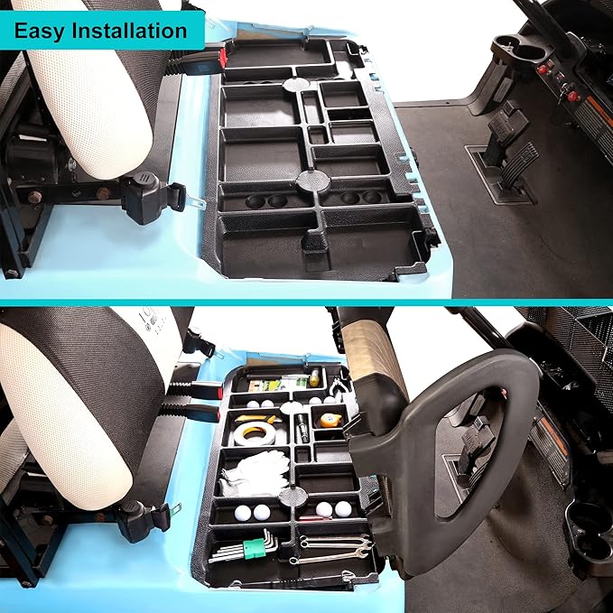 10L0L Golf Cart Under Seat Storage Tray for EZGO RXV TXT Club Car DS Precedent Electric Vehicle with Original Trojan Battery Underseat Organizer Container Holder Plate