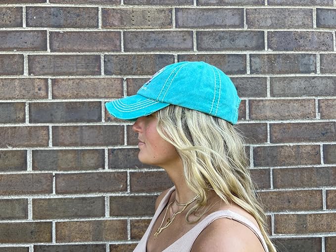 Funky Junque Distressed Vintage Baseball Cap - Embroidered Patch Women's Hat - Holiday, Lifestyle & Patriotic Designs