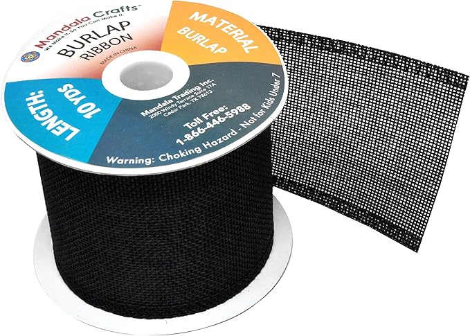 Mandala Crafts Black Burlap Ribbon 3 Inches Wide Jute Ribbons - Image 4