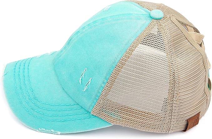 C.C Ponycap Messy High Bun Ponytail Adjustable Glitter Mesh Trucker Baseball Cap