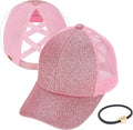 C.C Ponycap Messy High Bun Ponytail Adjustable Glitter Mesh Trucker Baseball Cap