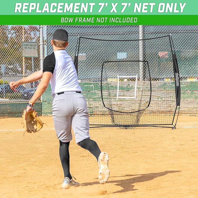 GoSports Replacement 7 x 7 ft Baseball Net - NET ONLY - Frame NOT Included - Choose Your Color