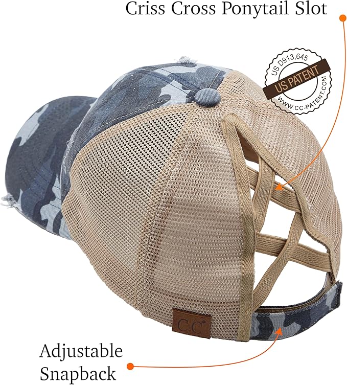 C.C Ponycap Messy High Bun Ponytail Adjustable Glitter Mesh Trucker Baseball Cap