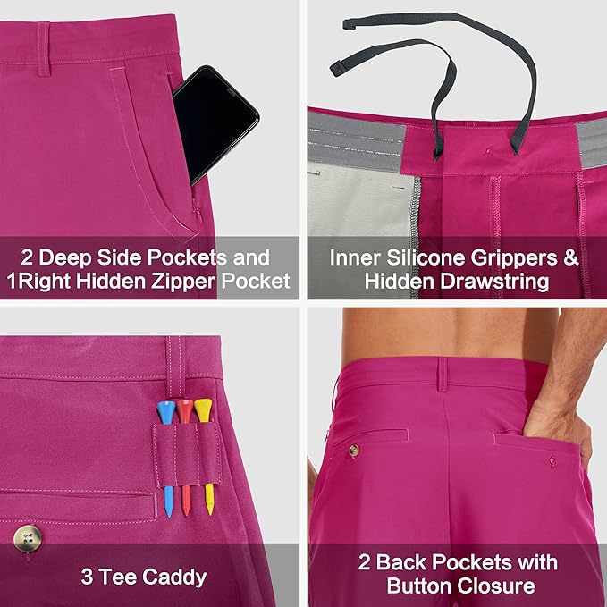 JWM Mens 7"/9" Stretch Golf Shorts - Lightweight Hybrid Casual Dress Work Flat Front Shorts with 5 Pockets Quick Dry UPF50