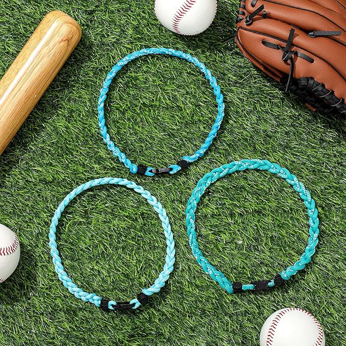 Junkin Baseball Necklaces Three Braided Rope Titanium Necklace for Fans Team Gifts Boys Men Player Softball Sports