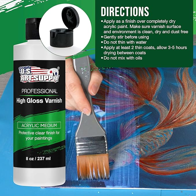 U.S. Art Supply 8 oz High Gloss Varnish - Image 5