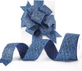 HUIHUANG Navy Blue Wired Ribbon 2.5 inch Glitter Diamond Mesh Wire Edge Ribbon by HUIHUANG