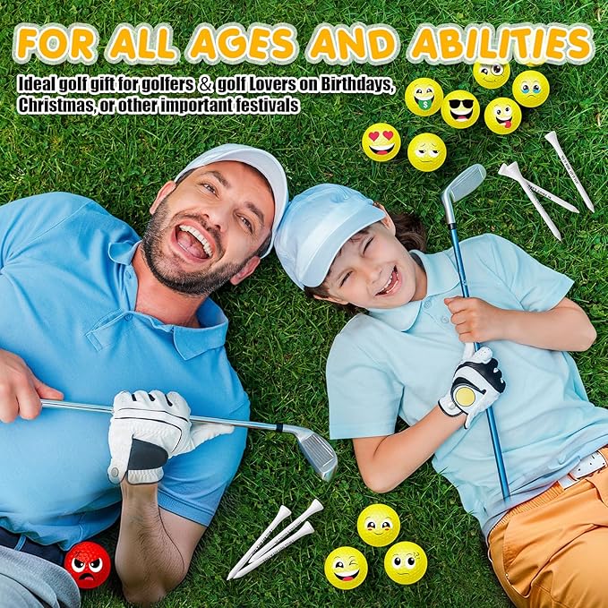 MiniInflat 18 Pcs Funny Golf Balls Gifts Set 12 Humor Golf Balls and 6 Tees for Men Women Coworkers Employees Golfers Birthday Retirement