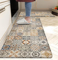 Boho Kitchen Rugs Set 2 Memory Foam Colorful Ceramic Comfort Tile Floor Mat by weesire