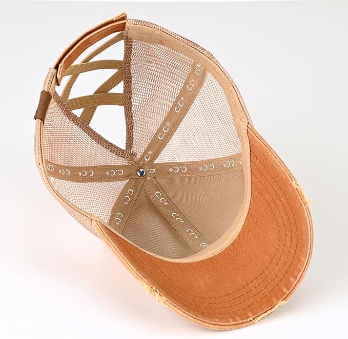 C.C Ponycap Messy High Bun Ponytail Adjustable Glitter Mesh Trucker Baseball Cap