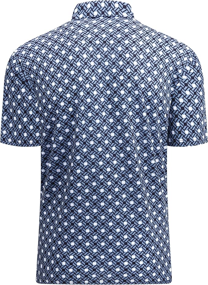 Alex Vando Mens Golf Shirt Moisture Wicking Quick-Dry Print Performance Polo Shirts for Men