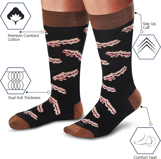 Cavertin Men's Funny Socks Hunting Fishing Football Baseball Gaming Golf Taco Pizza Bacon Christmas Gift for Men