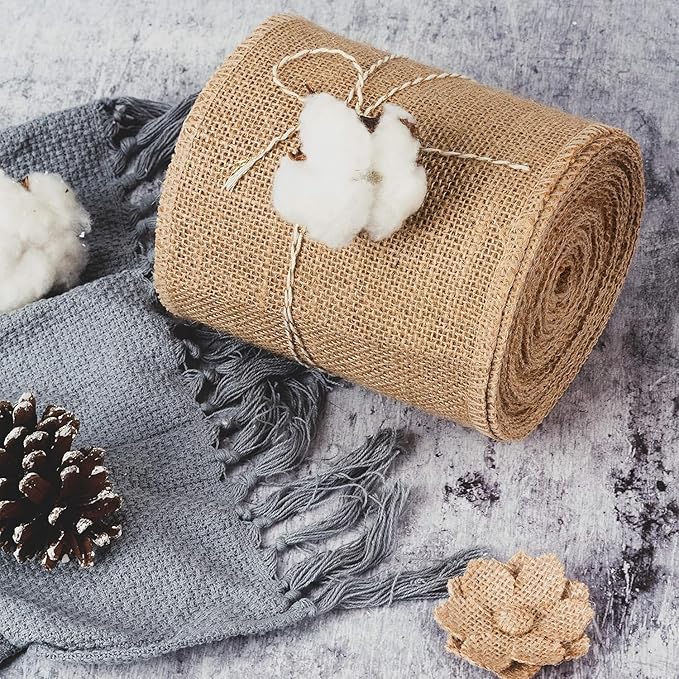 LaRibbons 6 Inch Burlap Wide Fabric Craft Ribbon，10 Yard, Natural Brown Ribbon - Image 6